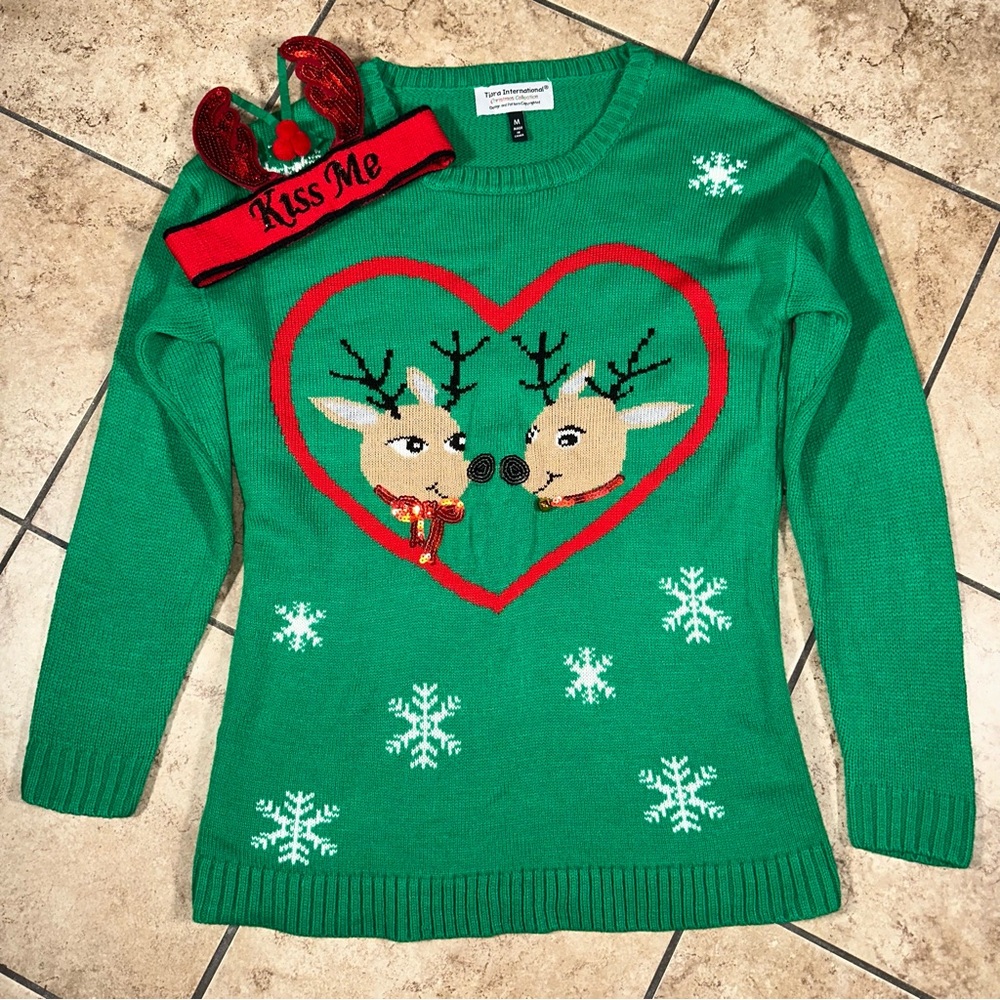 Christmas Sweater with Matching Headband